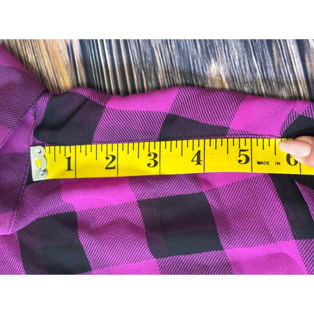 Lane Bryant Shirt Womens 14/16 Purple Black Buffalo Plaid Long Sleeve Button Up - Picture 7 of 13